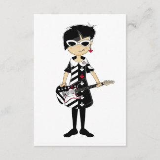 Retro Mod Girl with Guitar RSVP Card