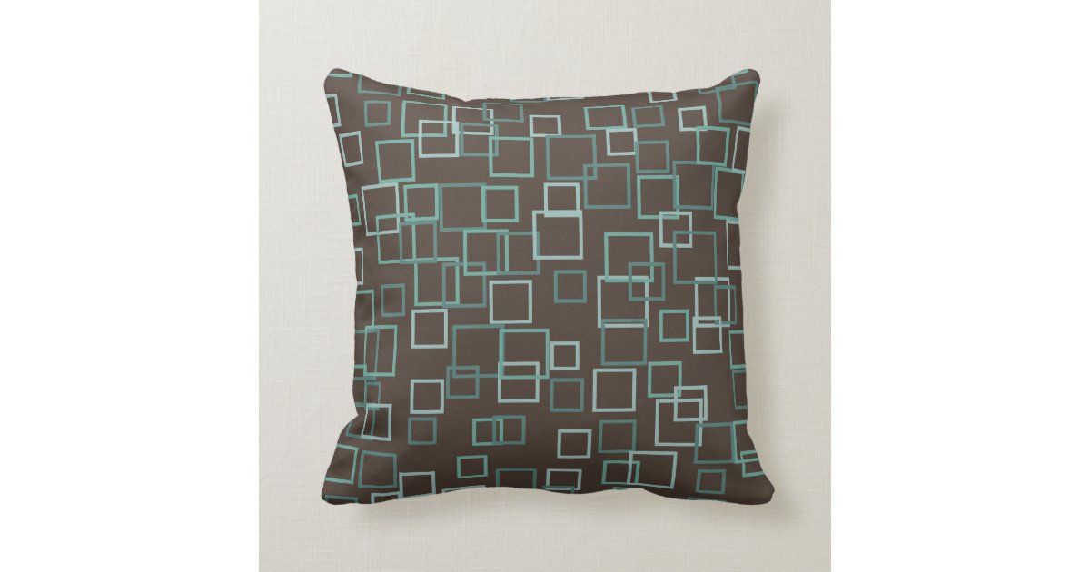 Retro Mod Mid Century Turquoise Brown Throw Pillow Zazzle.ca