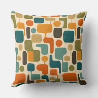 Retro Mod Mosaic Throw Pillow