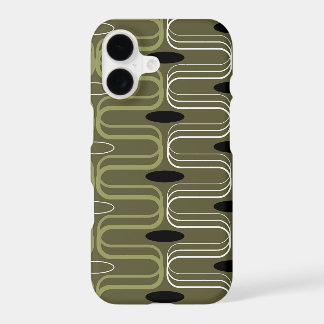 Retro Mod Ogee Pod Forest Green White Abstract Art