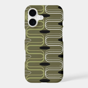 Retro Mod Ogee Pod Green Abstract Art Phone Case