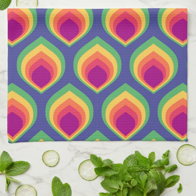 Retro Mod Pattern Kitchen Towel (Folded)