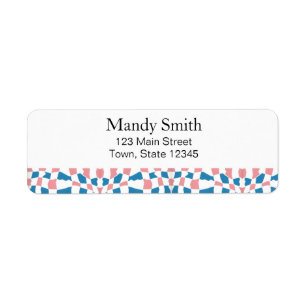 Retro Mod Pink Blue Chequerboard Abstract