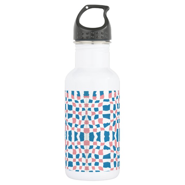 Retro Mod Pink Blue Chequerboard Abstract 532 Ml Water Bottle (Front)
