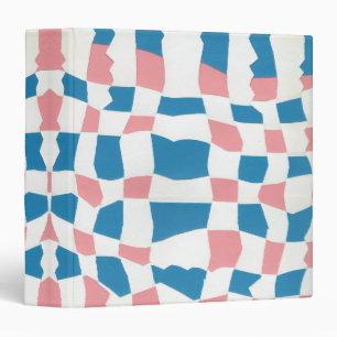 Retro Mod Pink Blue Chequerboard Abstract Binder