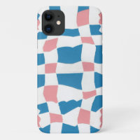 Retro Mod Pink Blue Chequerboard Abstract