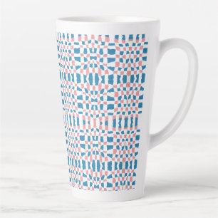 Retro Mod Pink Blue Chequerboard Abstract Latte Mug