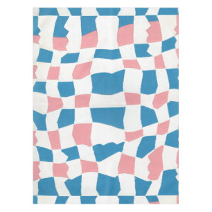 Retro Mod Pink Blue Chequerboard Abstract Tablecloth