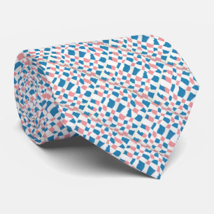 Retro Mod Pink Blue Chequerboard Abstract Tie