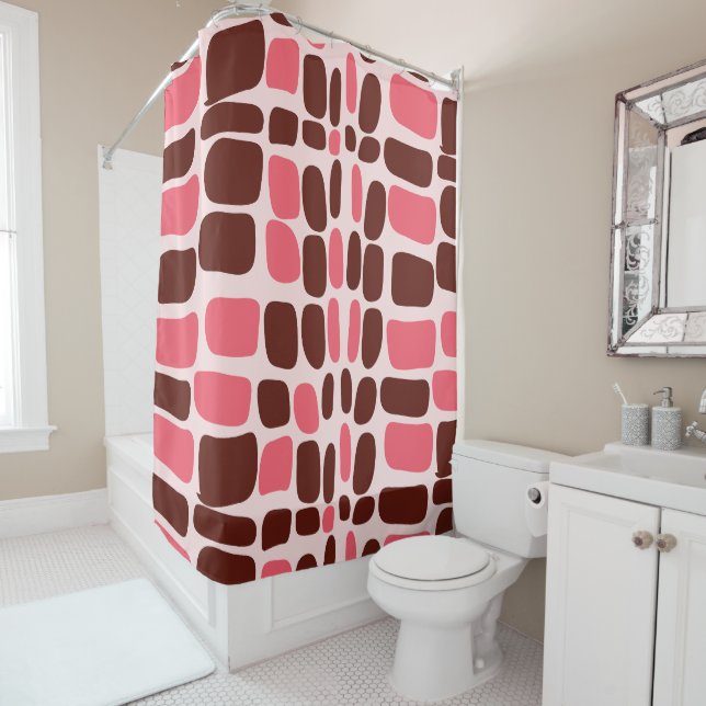 Retro Mod Pink & Chocolate Geometric (In Situ)