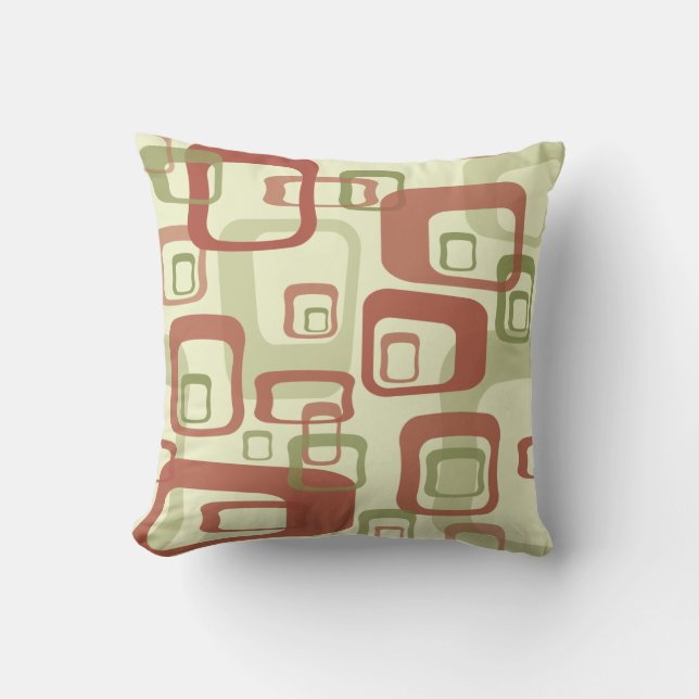 Retro Mod Rectangles Throw Pillow (Front)