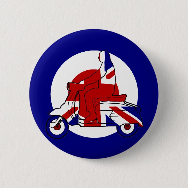 Retro Mod Scooter Boy UK 2 Inch Round Button (Front)
