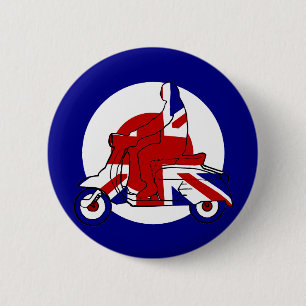Retro Mod Scooter Boy UK 2 Inch Round Button