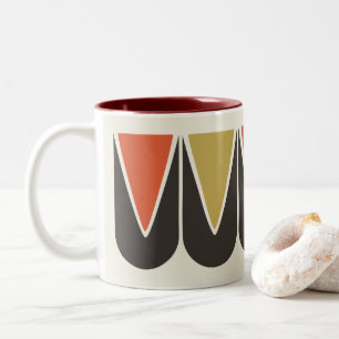 Retro Mod Ski Graphic Mug Brown Yellow Orange