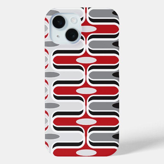Retro Mod Zig Zag Pattern Red Black Art Case-Mate iPhone Case (Back)