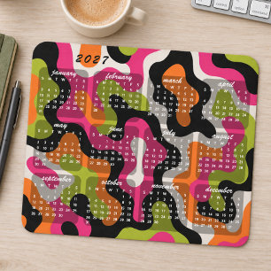 Retro Modern Abstract 2027 Calendar Mouse Pad