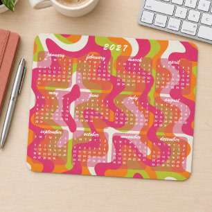 Retro Modern Abstract 2027 Calendar Mouse Pad
