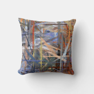 Retro Modern Abstract Art Painting Throw Pillow