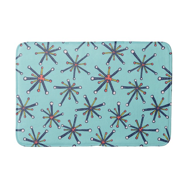 Retro Modern Abstract Biology Pattern Bath Mat (Front)