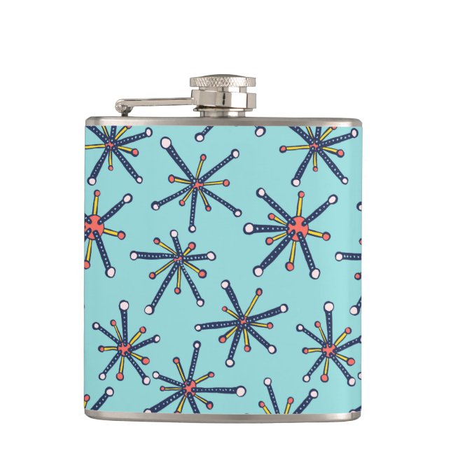Retro Modern Abstract Biology Pattern Hip Flask (Front)