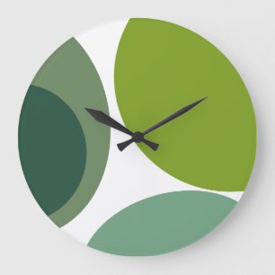 Retro Modern Abstract Geo Avocado Green Large Clock