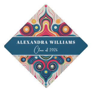 Retro Modern Abstract Grad Cap Topper