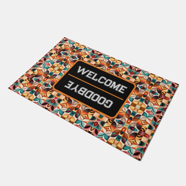 Retro Modern Abstract Squares Collection Doormat (Angled)