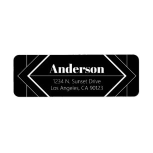Retro-Modern Art Deco   Black & White Address 