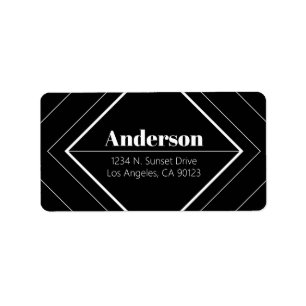 Retro-Modern Art Deco   Black & White Address  Label