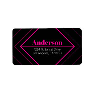 Retro-Modern Art Deco   Pink & Black Address  Label