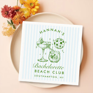 Retro Modern Bachelorette Green Paper Napkins