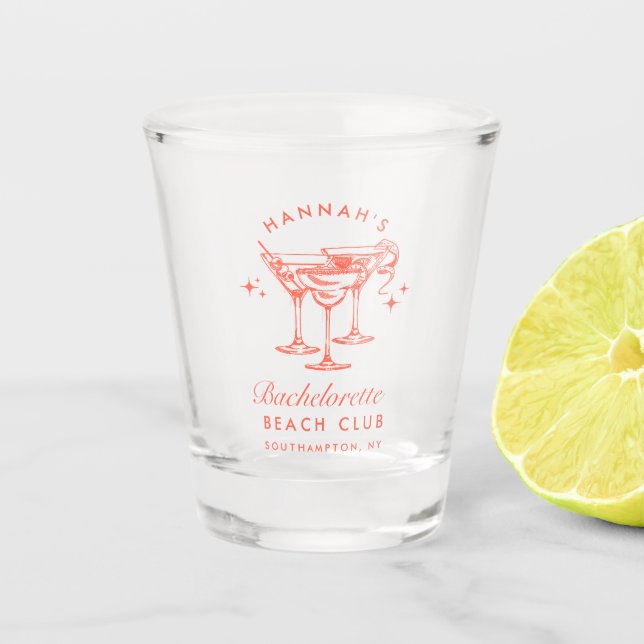 Retro Modern Bachelorette Weekend Party Shot Glass (Front)