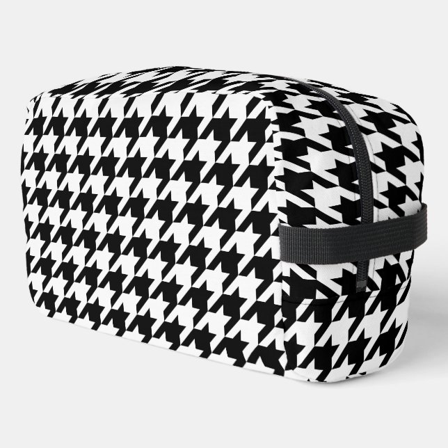 Retro Modern Black White Hounds-tooth Weaving Dopp Kit (Left Corner)