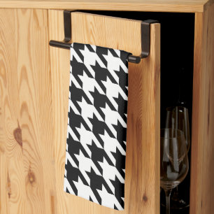 Retro Modern Black White Hounds-tooth Weaving Kitchen Towel