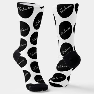 Retro-modern Black & White Polka Dot Design Socks