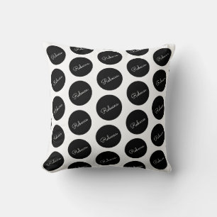Retro-modern Black & White Polka Dot Design Throw Pillow