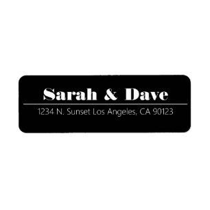 Retro-Modern Black & White Wedding Return Address