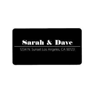Retro-Modern Black & White Wedding Return Address Label