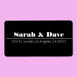 Retro-Modern Black & White Wedding Return Address Label