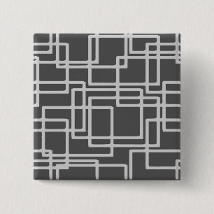 Retro Modern Blanched Slate Squares On Storm Grey 2 Inch Square Button