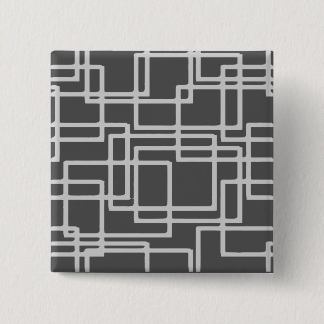 Retro Modern Blanched Slate Squares On Storm Grey 2 Inch Square Button (Front)