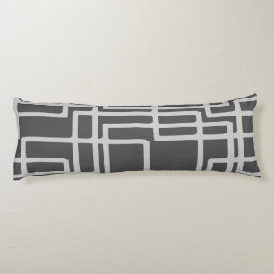 Retro Modern Blanched Slate Squares On Storm Grey Body Pillow