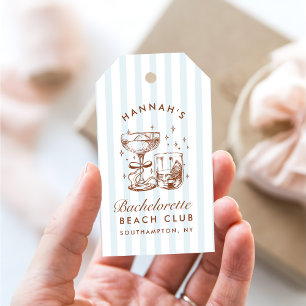 Retro Modern Blue & Brown Bachelorette Weekend Gift Tags