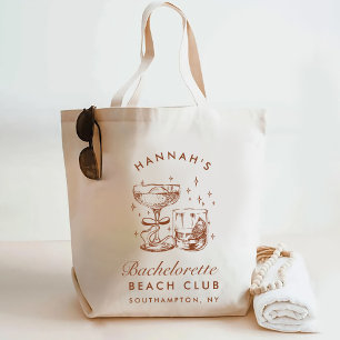 Retro Modern Blue & Brown Bachelorette Weekend Tote Bag