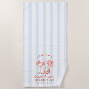 Retro Modern Blue & Orange Stripes Bachelorette  Beach Towel