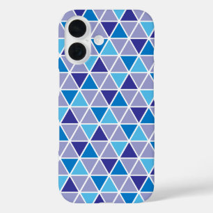 Retro Modern Blue Triangles Geometric Pattern iPhone 16 Case