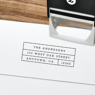 Retro Modern Boxed Info Return Address Self-inking Stamp