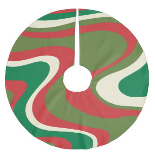 Retro Modern Christmas Swirls Abstract  Brushed Polyester Tree Skirt