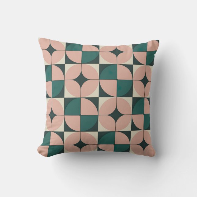 Retro Modern Circle Pattern  Throw Pillow (Front)