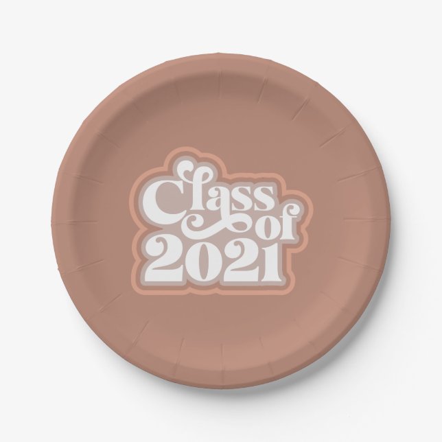 Retro Modern Class Of 2021 Paper Plate (Front)